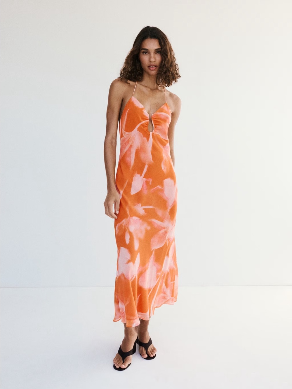 NWT (size 10) MANGO FLORAL DRESS WITH METALLIC CUTOUT